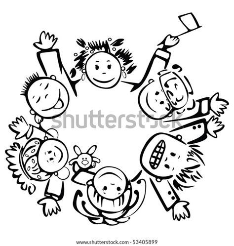 Circle Happy Children Different Races Stock Vector Royalty Free