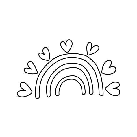 Premium Vector Cute Rainbow With Hearts Vector Illustration Doodle