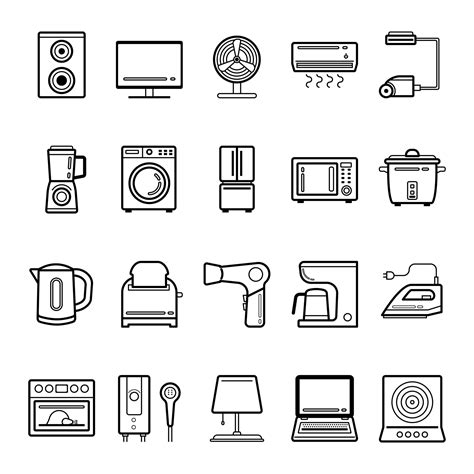 Conjunto De Iconos De Contorno De Electrodomésticos 1178976 Vector En