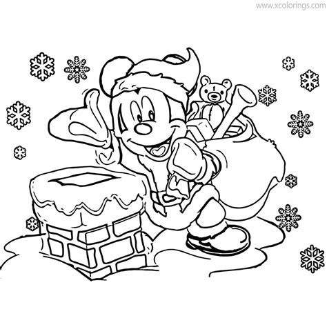 Santa Mickey Mouse Christmas Coloring Pages