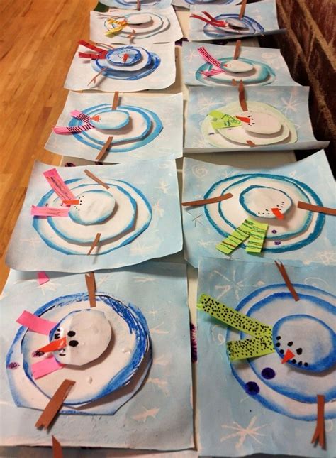 Aerial View Snowmen Winter Crafts For Kids Winter Art Projects