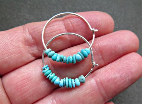 Natural Turquoise Earrings Small Inch Sterling Silver Etsy