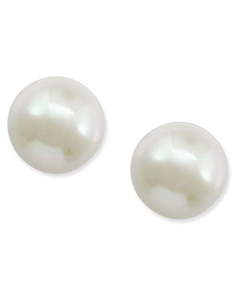 Majorica 18k Gold Earrings White Organic Man Made Pearl 8mm Stud