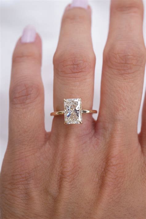 Rectangle Engagement Rings Gold Band Engagement Rings Radiant Cut