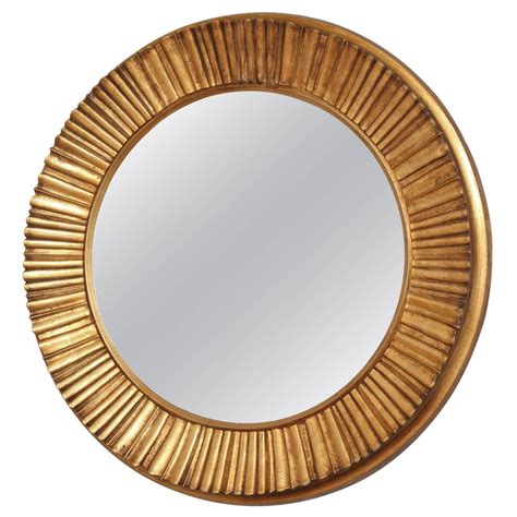Large Carved Gilt Gold Circular Mirror For Sale At 1stdibs