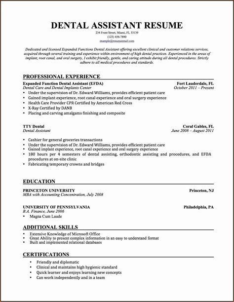Dental Assistant Resume Examples Templates For Vrogue Co