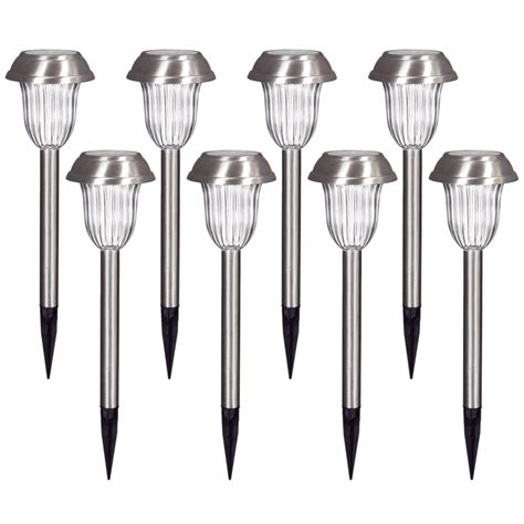 Shop Portfolio 8 Pack Stainless Steel Solar Powered Led Path Lights At