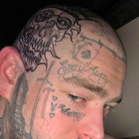 Musician post malone recently shared photos of his drastic haircut and new ink. Post Malone Unveils His Most Dramatic Tattoo and Hair ...