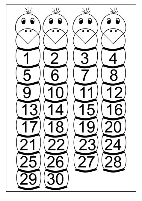 Free Printable Number Chart 1 30 Kinder Number Tracin