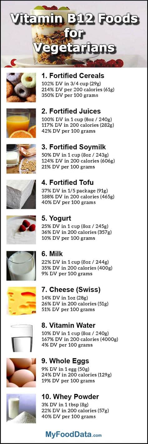 Vitamin B12 Foods For Vegetarians Infographic