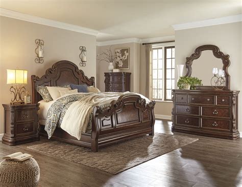 Not only does chocolate brown inspire feelings of warmth and relaxation, it creates a sense of peace, connection and organization. Florentown Dark Brown Sleigh Bedroom Set from Ashley ...