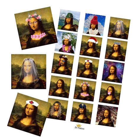 Printable 2inch Square Mona Lisa Collage Sheet Famous Etsy
