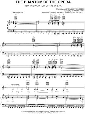 Over 1.1 million arrangements, superior practice. Andrew Lloyd Webber "The Phantom of the Opera" Sheet Music - Download & Print; LOVE THIS SONG ...