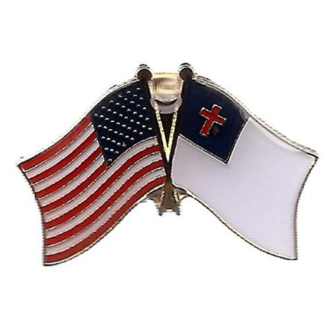 Box Of 12 Christian And Us Crossed Flag Lapel Pins Christian And American Double Friendship Pin