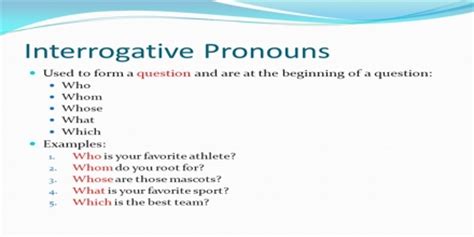 interrogative pronouns  relative pronouns assignment point