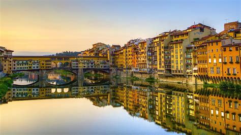 Ponte Vecchio Florence Italy City Water Houses River Reflections