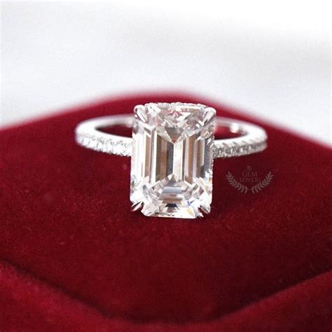 Emerald Cut Diamond Engagement Ring Carats Simulated Etsy