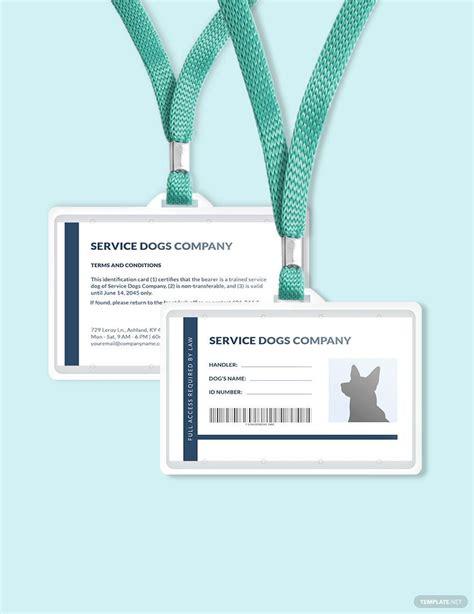 Printable Service Doganimal Id Card Template Download In Word