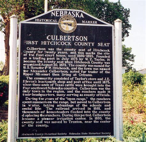 Nebraska Historical Marker Culbertson E Nebraska History