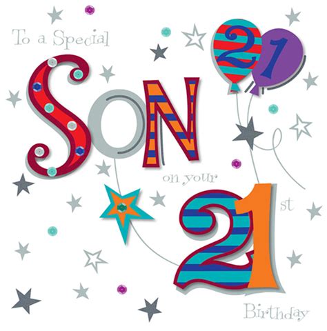 Son On Your 21st Birthday Greeting Card Cards Love Kates