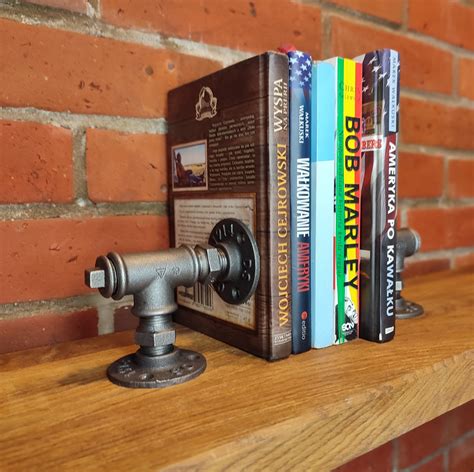 Black Pipe Bookend Industrial Pipe Bookend Farmhouse Etsy Uk