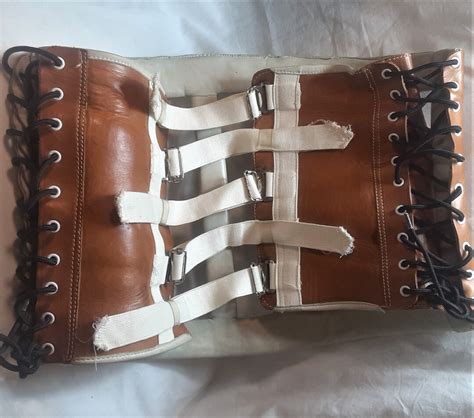Vintage Back Brace Corset Leather Steel And Lacing Etsy