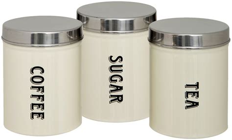 Set Of 3 New Tea Coffee Sugar Kitchen Storage Canisters Jars Pots
