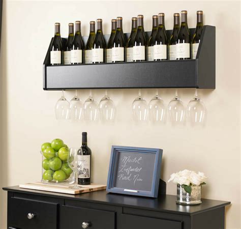 Get the best deals on wine glass racks. Floating Wall Mount Wine Rack w/ Wine Glass Storage Holder ...