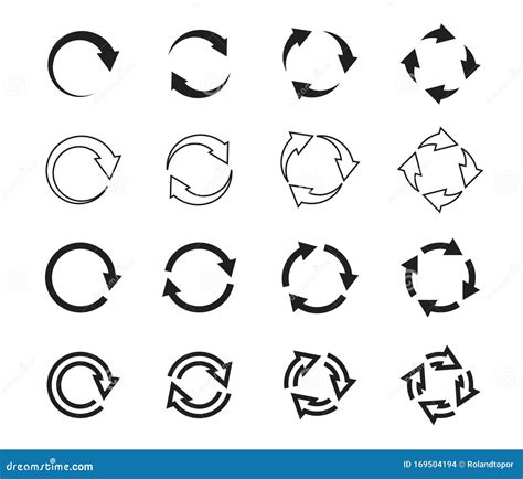 Sets Of Black Circle Arrows Vector Icons Stock Vector Illustration