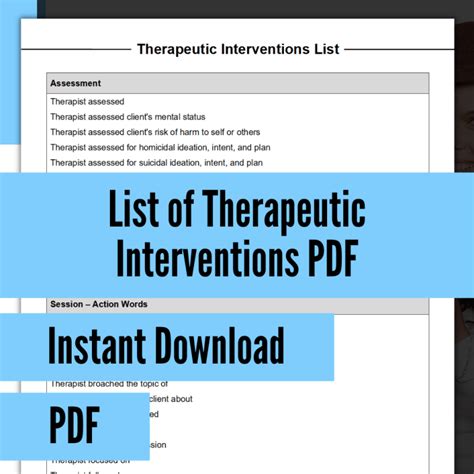List Of Therapeutic Interventions Pdf For Progress Notes Virginia