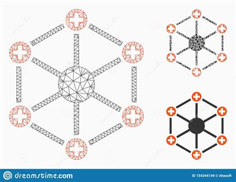 Medical Network Vector Mesh Wire Frame Model And Triangle Mosaic Icon