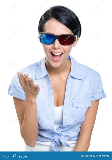Excited Girl In 3d Glasses Stock Photo Image Of Beautiful 35654882