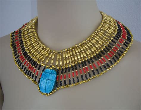Hand Made Crafted Beaded Queen Cleopatra Style Necklace Thenile Via