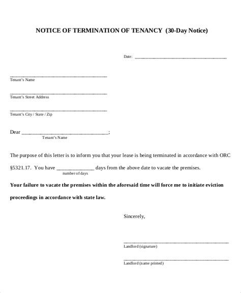 See 'notice of termination' and 'notice periods' below. FREE 11+ Sample 30 Day Notice Letter Templates in PDF | MS ...