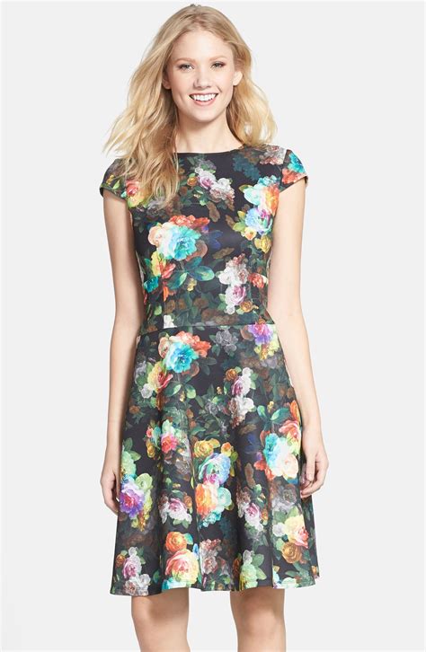 Chetta B Floral Print Scuba Fit And Flare Dress Nordstrom