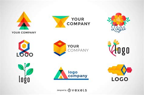 Collection Of Geometric Colorful Logos Vector Download
