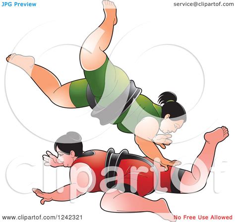 Clipart Of Female Sumo Wrestlers Fighting Royalty Free Vector Illustration By Lal Perera 1242321