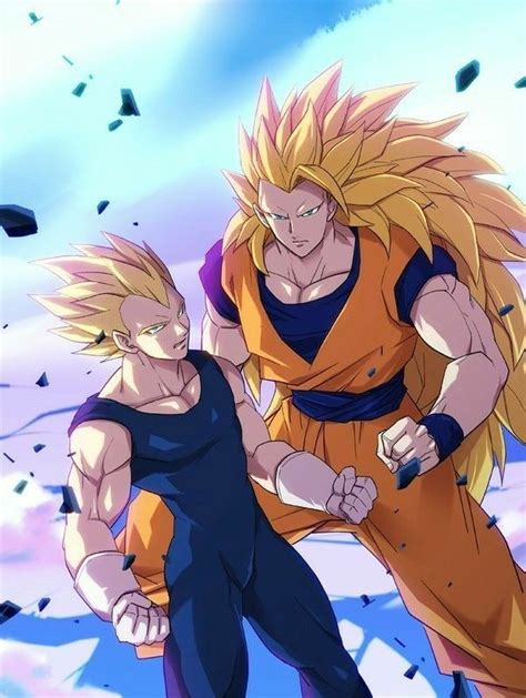 He is a saiyan who was originally sent to earth to destroy the planet, but due to an accident that altered his memory he eventually became earth's greatest defender and the savior of the universe. Vegeta ssj2 and goku ssj3 | Anime, Dragon ball, Desenhos