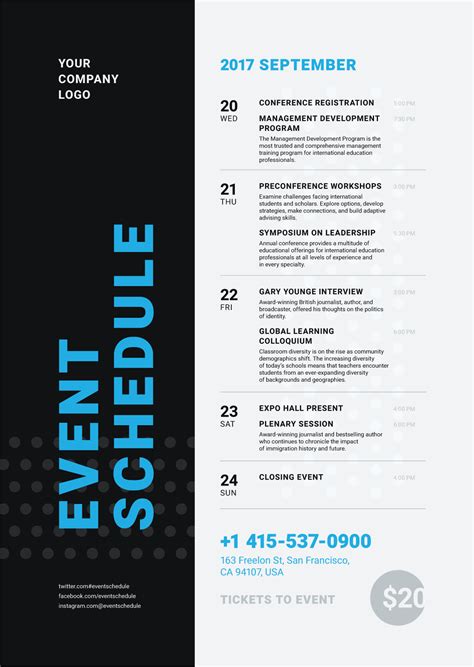 Schedule Event Poster Template Vol3 Event Poster Template