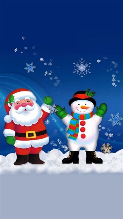 Merry Christmas Santa Claus And Snowman Iphone 8 Wallpapers Free Download