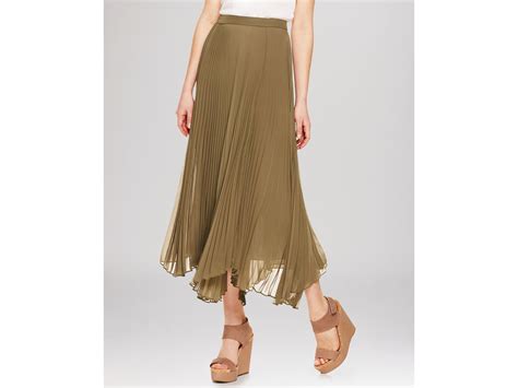 Vince Camuto Pleated Handkerchief Hem Skirt In Natural Lyst