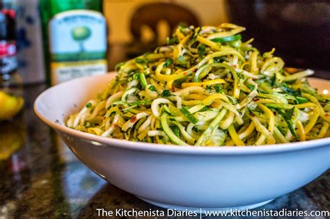 Zucchini And Summer Squash Noodles With Garlic And Mint The Kitchenista