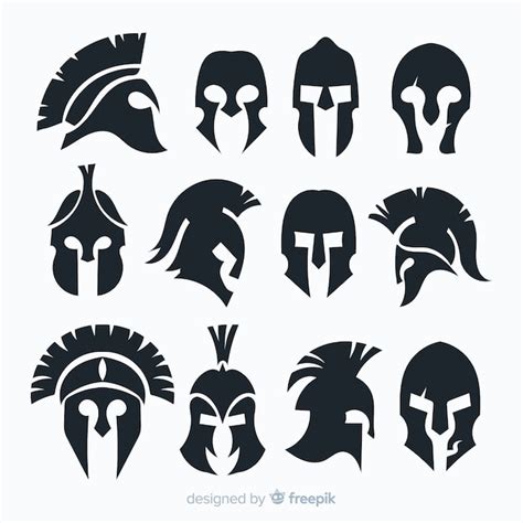 Silhouette Spartan Helmet Collection Free Vector