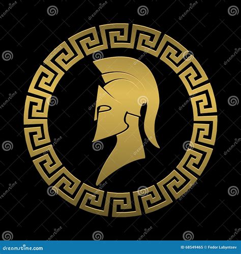Golden Symbol Spartan Warrior On A Black Background Stock Vector
