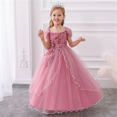 Flower Girls Dresses Party Wedding Embroidery Formal Gown Maxi Dress