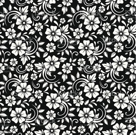 Hand drawn seamless black and white pattern with hummingbirds and flowers. Vintage Seamless White Floral Pattern On A Black ...