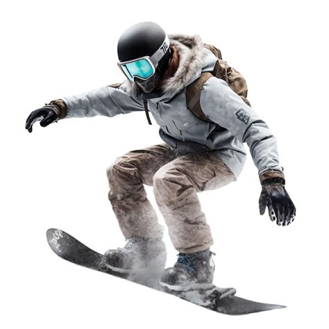 Premium Psd Man On A Snowboard In Motion On White Background Ai