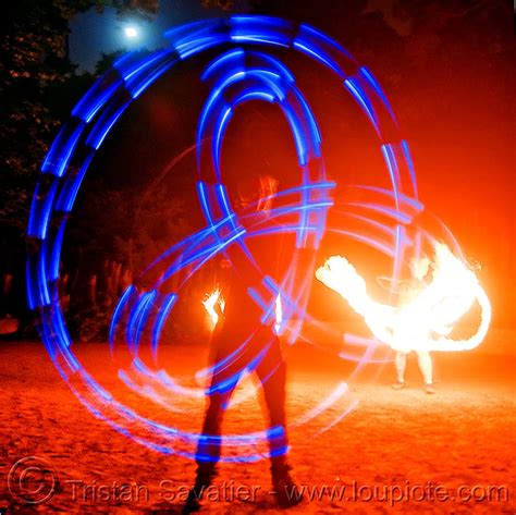 Fire Performers Spinning Light Poi Flowlights San Francisco