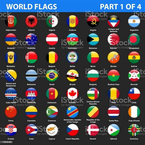 World Flags In Alphabetical Order Part 1 Of 4 Stock Illustration