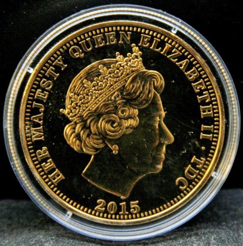 4 Gold Plated 2015 Uk Great Britain One Crown Coins